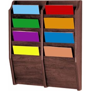 Wooden Mallet 8-Pocket Cascade Magazine Rack, Mahogany