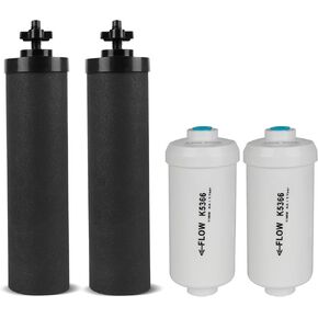 Gravity Water Filter Replacement,for Berkey® Black Carbon (BB9-2®) Purification Elements and Fluoride Filters K5366 (PF-2®) Combo Pack,Compatible with Berkey® Filtration System,Pack of 4