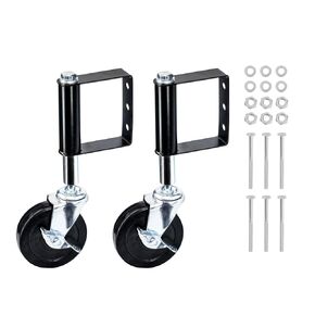 2 Pack Gate Wheels for Wooden Gate, 4 Inch Heavy Duty Gate Wheel Adjustable Spring Loaded Fence Wheels for Gates, Chicken Coop, Yard and Farm with 275 Lbs Load Capacity