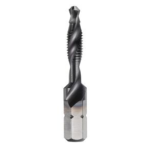 uxcell Combination Drill and Tap Bits Metric M5 x 0.8 Thread 1/4" Hex Shank TiAlN Coated Threading Screw Taps 6542 High Speed Steel Machine Drilling Tapping Tool Kit