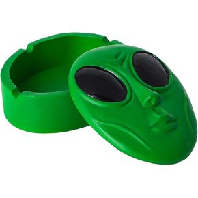 Alien-Themed Green Ashtray with Lid – Suitable for Indoor and Outdoor Use