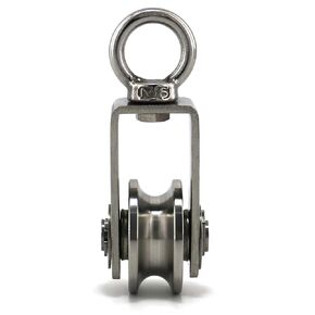 heyous 87mm Removable 360 Degree Swivel Heavy Duty Traction Wheel 304 Stainless Steel Duplex Bearing Silver Small Suspension Wheel U Shape Swivel Pulley for Pulley System Fitness Equipment