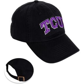 Desert Cactus TCU Texas Christian University Baseball Hat Horned Frogs Brimmed Embroirderd Hats Cap Adjustable Cloth Strap Adult (Style F1) Black