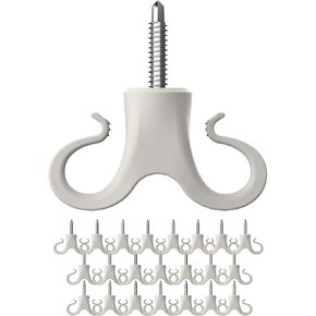 Pack of 22Q-Hanger and Screws Home Christmas Lights Hanger Hooks Indoor and Outdoor, for Garage New Year Parties Easy Release Wire and Fairy Led Lights Widthwise Screw Double Hook Design