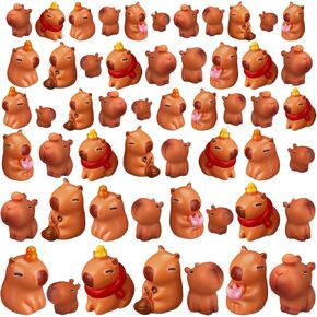 56 Pcs Miniature Capybara Figurine Mini Capybara Resin Figurines Set DIY Capybara Cake Topper Cute Animal Capybara Figure Ornament for Birthday Party Desktop Tabletop Landscape Decor