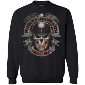Harley-Davidson Men's Ghoulish Biker Skull Pullover Fleece Sweatshirt, Black