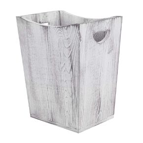 LIANTRAL Wood Trash Can, Bathroom Trash Can Rustic Farmhouse Style Wastebasket Bin for Bedroom, Office, Living Room, Bathroom Garbage Can, Rustic Gray