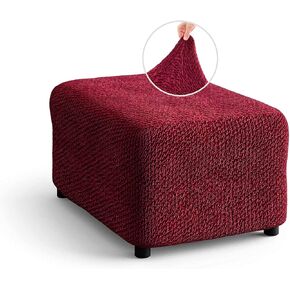 PAULATO BY GA.I.CO. Ottoman Cover Stool Cover Pouf Slipcover - Soft Polyester Fabric Slipcover - 1-Piece Form Fit Stretch Furniture Protector - Velvet Collection - Grey (Ottoman)