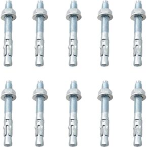 مرساة إسفين DZS ELEC 10 قطع M8x70 قفل شديد التحمل مطلي بالزنك مع صامولة سداسية وغسالة مسطحة للخرسانة in Kuwait