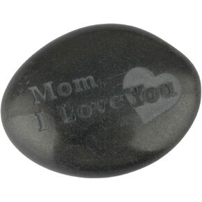 SUNYIK Black Engraved Inspirational Stone for Mother's Day-Mom,I Love You(1.5-2"),Pack of 1