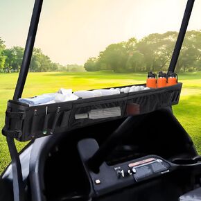 StarknightMT Upgrade Golf Cart Front Storage Bsaket,No Drilling Dash Tray Golf Cart Organizer Foldable Golf Cart Storage Compatible With EZGO,Club Car,Kandi Electric Golf Carts