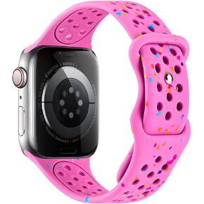 Sport Band Compatible with Apple Watch Band 38mm 40mm 41mm 42mm 44mm 45mm 49mm Men Women, Breathable Adjustable Silicone Strap for iWatch Series 9 8 7 6 5 4 3 SE & Ultra 2/1