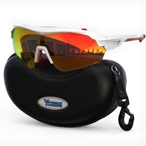 Polarized Sports Sunglasses Cycling Sunglasses for Men Women UV 400 Youth Baseball Cycling Running Driving Fishing Golf Motorcycle-Red