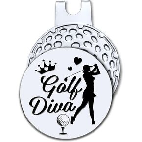 Hafhue Golf Diva Golf Ball Marker with Magnetic Hat Clip, Funny Golf Accessories and Golf Gifts for Women Her Wife Grandma Mom Daughter, Birthday for Golfer Golf Lovers Golf Fan