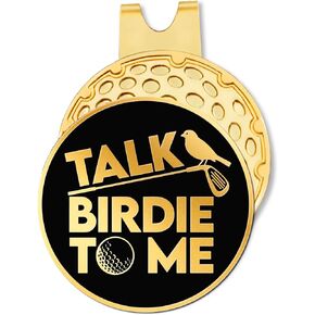 Hafhue Talk Birdie to Me Black Gold Golf Ball Marker with Magnetic Hat Clip, Funny Golf Accessories and Golf Gifts for Men Women Dad Mom Grandpa, Birthday Gift for Golfer Golf Lover Golf Fan(GM129)