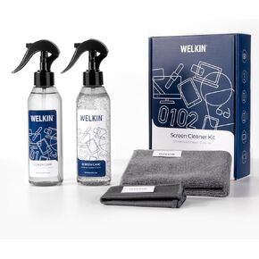 WELKIN Screen Cleaner Spray Kit（8.4 oz + 8.4 oz）- Cleaning Mist and Gel for TV, Laptop, Computer, Phone Touchscreen - 2 Sprayers，1 Microfiber Cloth & 1 Glass Wipe Included