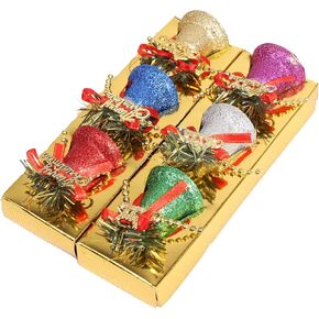 Christmas Bells Ornaments 6 Pcs Color Christmas Ornaments Christmas Tree Bells Pendants Christmas Craft Bells for Christmas Holiday Party Decoration