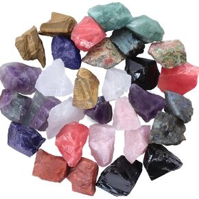 3 LB Bulk Rough Stones Mixed Large 1.2" Natural Raw Stones Amethyst Rose Quartz Crystal for Tumbling, Cabbing, Fountain Rocks