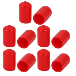 uxcell 10 Pcs 10mm Inner Dia PVC Vinyl End Cap Bolt Screw Thread Protector Red