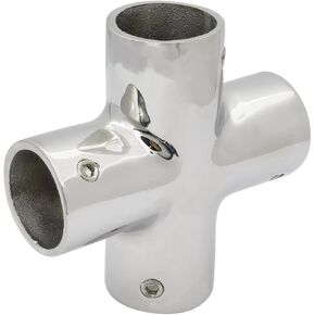 Marine Grade Heavy Duty Stainless Steel 316 Cast Boat Hand Rail Fitting 4 Way Cross Tube Pipe Connector Tee Joint 7/8IN OR 1IN