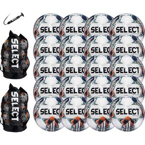 SELECT Viking DB Soccer Ball, White/Teal/Orange V24, 20-Ball Pack with 2 Ball Bags and Hand Pump, Size 5