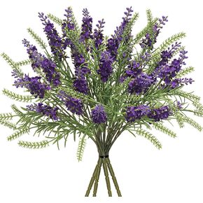 4PCS Artificial Lavender Flowers Outdoor Fake Flowers Decorations Silk Lilacs Plants for Garden Wedding Table Vase Faux Indoor Bedroom Kitchen Balcony Window Decorations （White