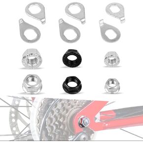 12PCS Bicycle Axle Nuts and Safety Washers, 3 Size M8 M9.5 M10 Bike Wheel Nuts Kit, Black Silver Bike Axle Nuts Washers for Front Rear Mountain Road Kid City Bike Wheel