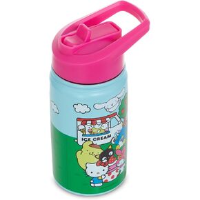 Hello Kitty 14 OZ Water Bottle - Hello Kitty, My Melody, Keroppi- Travel Water Bottle With Built in Straw - Official Sanrio Merchandise