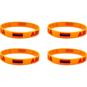 4 Pcs Armenia Armenian Country Flag Rubber Bracelets, National Flag Silicone Bracelet, Rubber Wristbands Patriotic Decorations Gift.