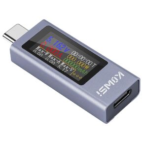 USB C Tester Power Meter, 4-30V 0-12A Digital Multimeter, Large Color Screen Type-C Interface Voltage and Current Tester Meter, Tester for Charger Power Bank Capacity Detector
