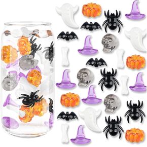 10160 pcs Halloween Acrylic Spider Mini Pumpkins Bat Ghost Skull Hat Acrylic Sensory, Halloween Vase Filler Gems for DIY Crafts, Home, Halloween Table Decoration