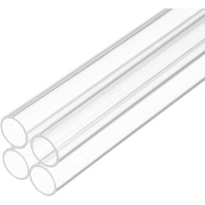 20" Clear Plastic Rigid Pipe 6mm x 8mm(1/4" x 5/16") Acrylic Tube Round Polycarbonate Tubing, [for Plumbing, Hydraulics, Aquarium, DIY] - 4Pcs