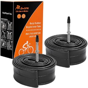 2-PCS 26" Bike Tubes 26x1.75/2.125 FV48MM Presta Valve Inner Tubes 26 Bicycle Inner Tubes Compatible with 26x1.75 26x1.90 26x1.95 26x2.0 26x2.1 26x2.125 Bike Tire Tubes