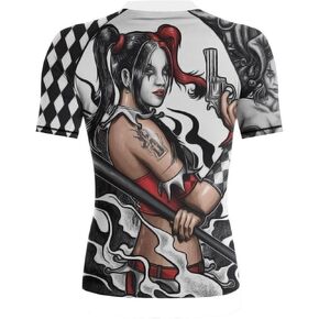 Raven Fightwear Women's The Harlequin Serenity BJJ Rash Guard Short Sleeve MMA White