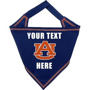 NCAA Auburn Tigers Personalized Tie Bandana for Dogs & Cats, Size Small/Medium. Custom Dog Bandana Scarf Bib for Pet Cat Dog. The Ultimate Game-Day & Party Customizable Bandana