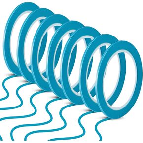 10 Rolls Pinstripe Tapes 1/8 Inch 3 Millimeter Vinyl Thin Masking Tape Blue Vinyl Automotive Masking Tape Painters Tape for Curves Automotive Car Painter, 33 Meters for Each Roll