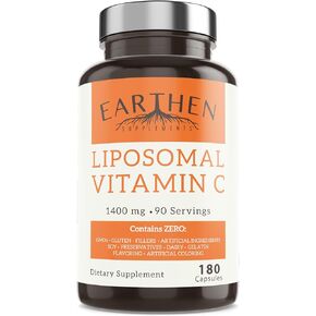 Liposomal Vitamin C | Made with Organic Ingredients | 1400MG Per Serving | 180 Capsule - 90 Serving | Non GMO | Fat Soluble - High Absorption Antioxidant