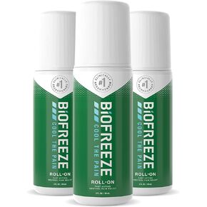 Biofreeze Pain Relief Roll-On, 3 oz. Roll-On, Fast Acting, Long Lasting, & Powerful Topical Pain Reliever, Pack of 3 (Packaging May Vary)
