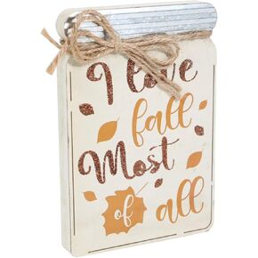 Harvest-Themed Mason Jar Tabletop Signs, 5.9x3.95-in. white