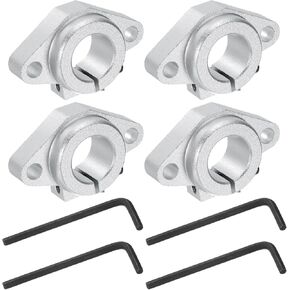 uxcell 4pcs SHF20 Aluminum Linear Rod Rail Shaft Support for 20mm Diameter Shaft, Linear Motion Rail Guides Mounting Bracket for CNC Machine, 3D Printer, Automation Equipment, Silver Tone