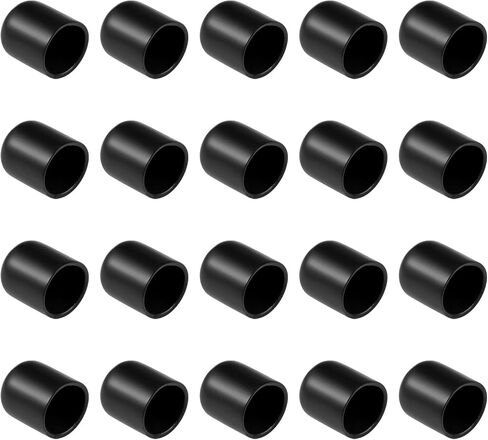20 Pack Rubber End Caps - Round Protectors Apply to Outdoor Screws Thread (25mm ID, Black) in Kuwait