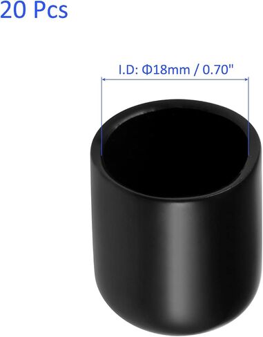 20 Pack Rubber End Caps - Round Protectors Apply to Outdoor Screws Thread (25mm ID, Black) in Kuwait