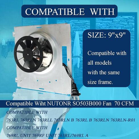 S0503B000 763RL B Unit Bathroom Fan Motor Assembly, Compatible with NuTone 763RLN B Unit, 763RL, 769RL A Unit, 763RLN, 763RLL, 763RLN-R01 Bathroom Fan 70 CFM 2.0 Sones in Saudi Arabia