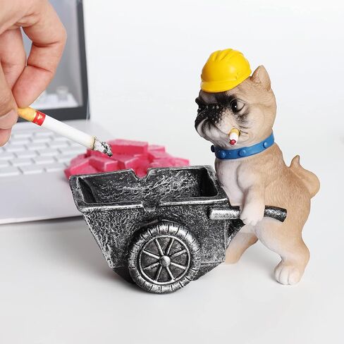 منفضة سجائر مضحكة مع غطاء، حامل رماد لسجائر المدخنين، منافض سجائر مزخرفة بتصميم كلب عامل، هدية تزيين سطح المكتب للمكتب المنزلي (الكلب) in Kuwait