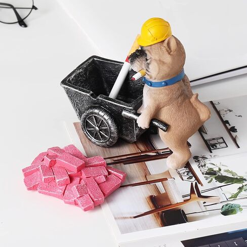 منفضة سجائر مضحكة مع غطاء، حامل رماد لسجائر المدخنين، منافض سجائر مزخرفة بتصميم كلب عامل، هدية تزيين سطح المكتب للمكتب المنزلي (الكلب) in Kuwait