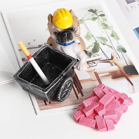 منفضة سجائر مضحكة مع غطاء، حامل رماد لسجائر المدخنين، منافض سجائر مزخرفة بتصميم كلب عامل، هدية تزيين سطح المكتب للمكتب المنزلي (الكلب) in Kuwait