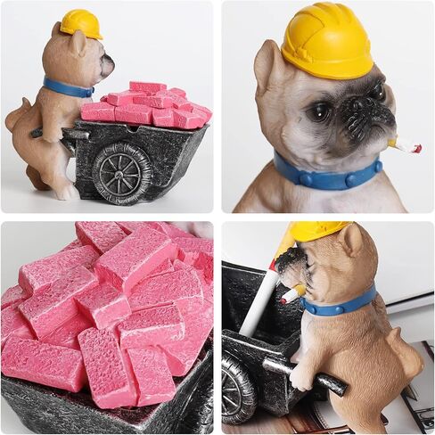 منفضة سجائر مضحكة مع غطاء، حامل رماد لسجائر المدخنين، منافض سجائر مزخرفة بتصميم كلب عامل، هدية تزيين سطح المكتب للمكتب المنزلي (الكلب) in Kuwait