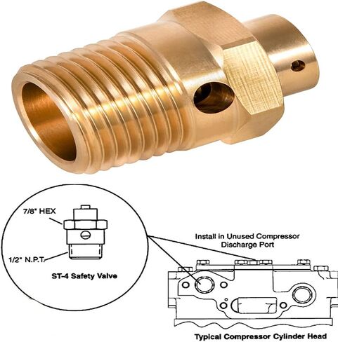 ST-4 صمام أمان منبثق مناسب لـ Excel LSV-5238 Ref # Bendix 131081 Cummins 3559097 3403479 Mack 691GC224 صمام تخفيف الضغط 250 رطل لكل بوصة مربعة، 1/2 بوصة NPT in Kuwait