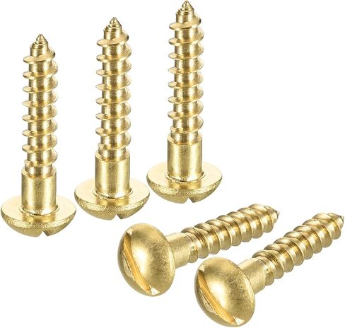 uxcell Wood Screws M3 x 12mm Slotted Round Head Brass Self-Tapping Screw Woodworking Screw 40 Pcs in Saudi Arabia