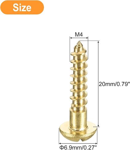 uxcell Wood Screws M3 x 12mm Slotted Round Head Brass Self-Tapping Screw Woodworking Screw 40 Pcs in Saudi Arabia